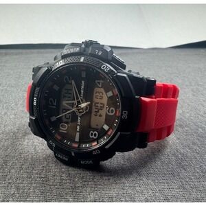Armitron Pro Sport Mens Watch Black Red Analog Digital Water Resistant
